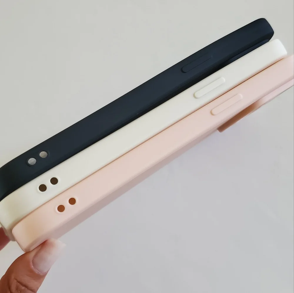3-Piece Plain Phone Case Set – Black, White & Pink